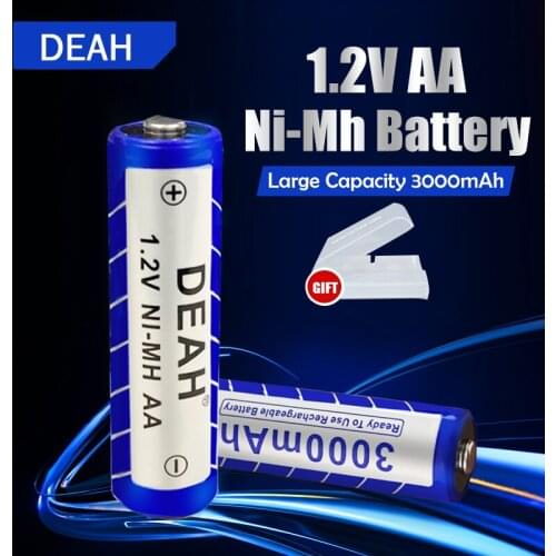 DEAH New 1.2V 3000mAh Ni-MH AA Rechargeable Battery For Remote Control Toy Flashlight Camera Shaver Massager Pre-charged Battery