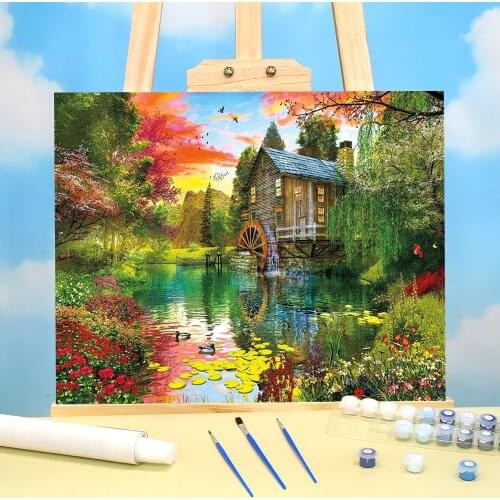 Landscape House Paint By Numbers Set Acrylic Paints 50*70 Painting On Canvas Decorative Paintings For Children Handicraft Art