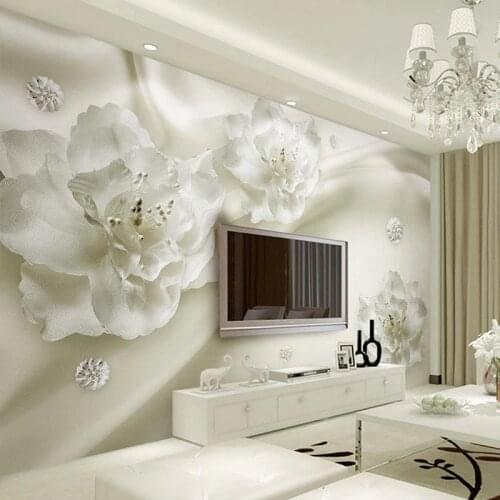 Custom Self Adhesive Mural Wallpaper Solid Color Silk Flowers Creative Living Room TV Background Wall Decoration Wall Painting