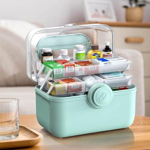 Portable First Aid Kit Storage Box Multi-Functional Family Emergency Plastic Kit Boxes with Handle Large Capacity Medicine Chest