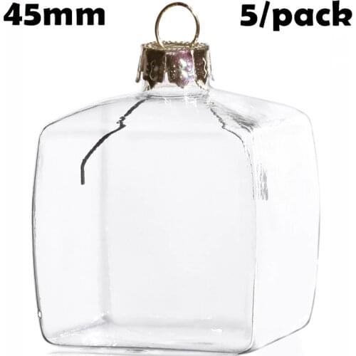 Promotion - Handmade DIY Paintable Clear Christmas Decoration 45mm Glass Square/Cube Ornament, 5/Pack