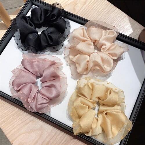 1PC Polyester Solid Color Scrunchies Elastic Hair Bands 2020 New Women Girls Hair Accessories Ponytail Holder Hair Ties Rope