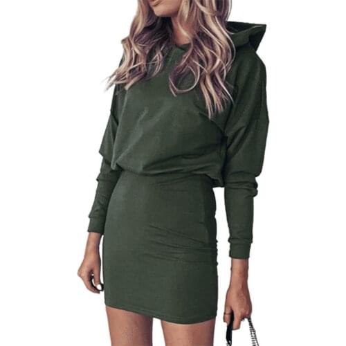 Christmas Casual Dresses for Women 2021 Hooded Long Sleeve Women Dress Autumn Stretchy High Waist Mini Pencil Dress Streetwear
