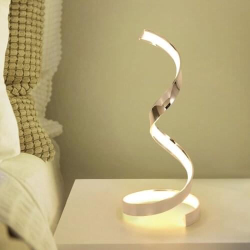 Modern LED Spiral Table Lamp Curved Desk Bedside Acrylic Iron for Living Room Bedroom Lighting Bedside Table Lamp Simple Reading