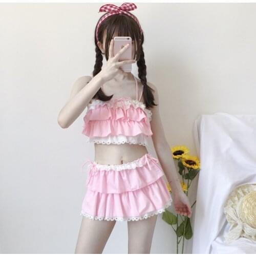 Japanese Kawaii Girl Swimwear New Summer Season Korean Version Cute Swim Bikinis Set Bathing Suit Women Swimwear Women