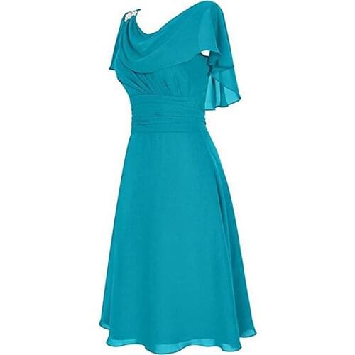 Short Chiffon Homecoming Dresses A Line Cowl Neck Prom Party Women Zipper Up Graduation Dresses