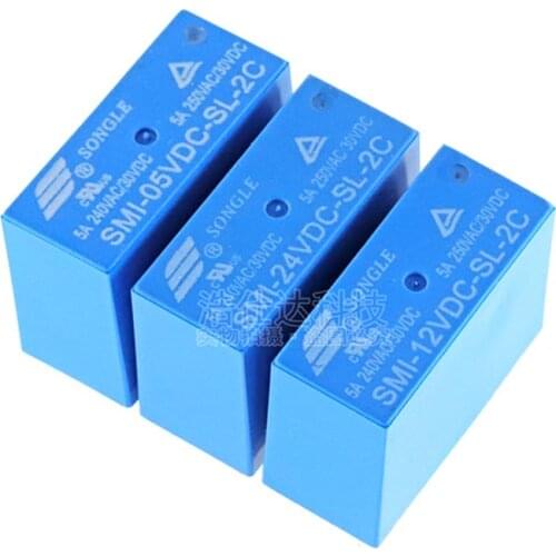 10PCS/lot Power relays SMI-05VDC-SL-2C SMI-12VDC-SL-2C SMI-24VDC-SL-2C 5V 12V 24V 5A 250VAC/30VDC 8pin