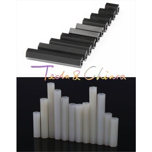 10Pcs M4 x 22mm New 22 * Black White Nylon Hex Standoff Spacer Female Female Length Plastic