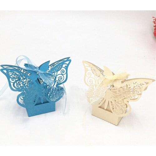 10pcs/bag 55x45x43mm Butterfly Candy Box Laser Hollow Candy Box Festive Party Supplies Event Party Gift Bags Wrapping Supplies
