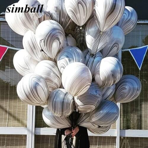 10pcs Colorful 12inch Wedding Valetines Day Agate Marble Balloons Decoration Baby Shower Birthday Party Agate Decor Supplies