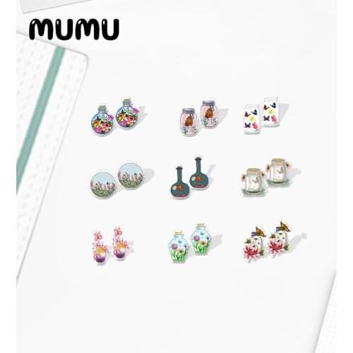 2021 New Catch Butterflies Stud Earring Epoxy Jewelry Resin Butterfly Bottle Acrylic Earrings Handmade Gifts Girl
