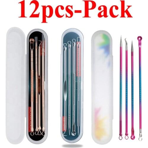 4-12pcs Acne Remover Needles Blackhead Removal Pimple Comedone Extractor Set Blemish Zit Face Skin Care Cleaner Removal Tools