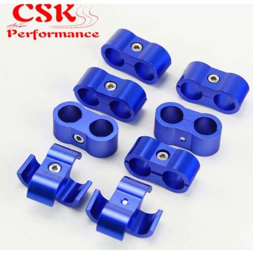 4pcs AN4 11mm Braided Hose Separator Clamp Fitting Adapter Bracket Blue/Black