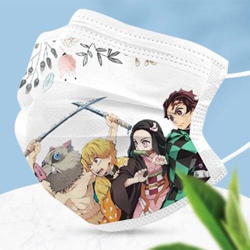 50 Pieces/Box Anime Demon Slayer Cosplay Masks for Adults Children Mask Printed Masks Demon Slayers Blade Unisex Masks