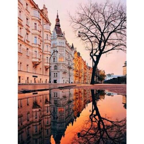 5D DIY Diamond Painting Landscape Painting Street Scenery Picture Square/Round Diamond Cross Stitch Embroidery Decorative WG3144