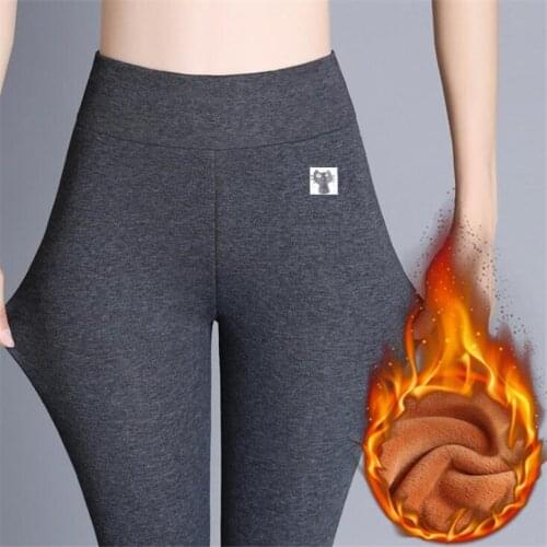 Velvet Leggings Female Cartoon Cat Women Legging Lovely Pantalones Winter Warm Trousers High Waist Elastic Thick Pants