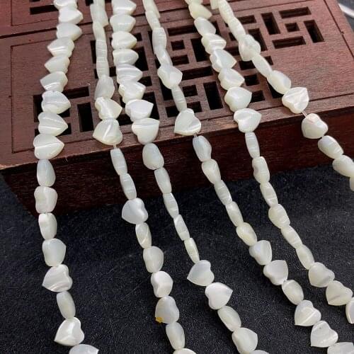 Natural Sea Water Shell Beads Horizontal Hole Heart-shaped Beaded White Jewelry Accessories Handmade Diy Making Charm Bracelet
