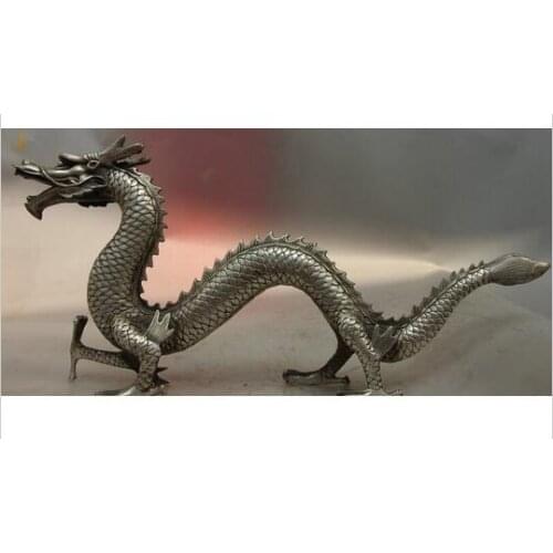Decoration factory outlets white Copper Silver Tibet Silver Feng Shui luck Zodiac Mascot Water Dragon Statue Sculpture