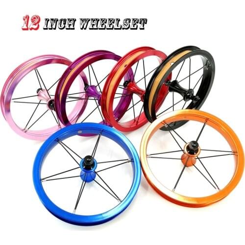 1Pair 12 inch Kids Bicycle Wheelset Front Rear Sliding Step Bicycle Wheel Set Aluminum Alloy Children Bike Part