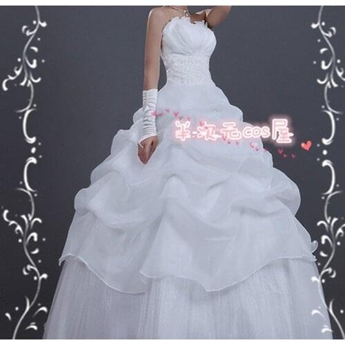 Free Shipping Future Diary Mirai Gasai Yuno Nikki Heroine Uryuu Minene Cosplay Custom Made white weeding Dress Lolita Style