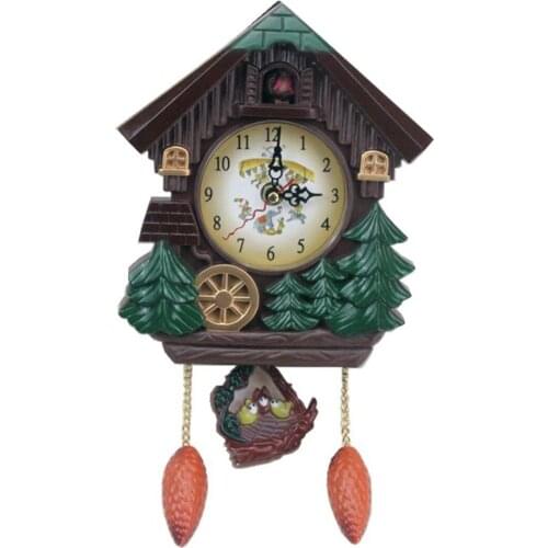 Home Decorative Cartoon Bird Wall Clock Vintage Hanging Plastic Cuckoo Clock Living Room Craft Art Clock for Home Decoration