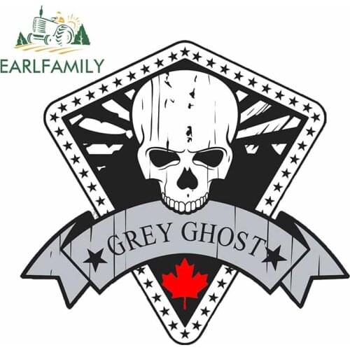 EARLFAMILY 13cm x 12cm For Skull Grey Ghost Windshield Car Stickers Personality Decal Occlusion Scratch Windows Decoration