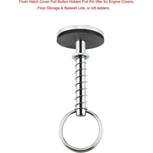 Stainless Steel Boat Hatch Cover Pull Button with Spring Hidden Pull Pin Lifter for Engine Cover Floor Storage Loft Ladders
