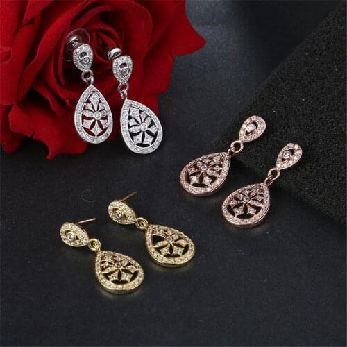 KSRA New Retro Personality Drop Zircon Earrings For Women Romantic Wedding Bridal Earrings Jewelry Prom Party Ladies Accessories