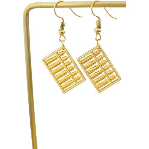 Cute Mini Golden Abacus Earrings 2021 Trend New Personality Creative Unusual Earrings For Women Funny Jewelry-Accessories
