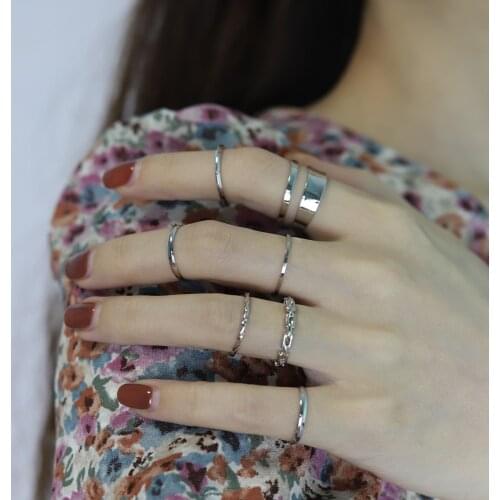 Multi Layer Hiphoop Ring Simple Design Anillos Vintage Gold Color Joint Rings Sets for Women Punk Jewelry Version Goth Mujer