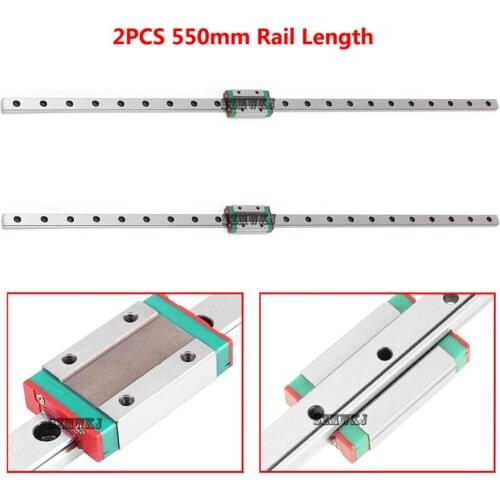 Set of 2x 550mm Miniature CNC Linear Rail Sliding Motion Mini Slide Rail Linear Guide W/ MGN12H Sliding Block CNC 3D Printer DIY