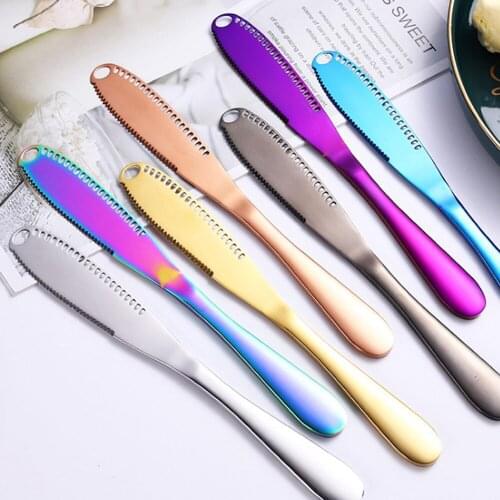 7Pcs Stainless Steel Butter Knife Cheese Dessert Spreaders Cream Gold Black Rose Gold Knifes Western Cutlery Set