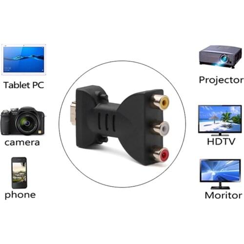HD to RCA Video Adapter TV DVD Projector 720P 1080P HD to AV Digital Video Audio Signal Converter