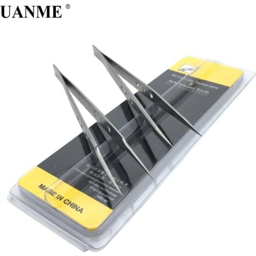 UANME AAA-12S AAA-14S AAA-15S Precision Pointed Tweezers Stainless Steel Clamps Lengthened Medical Anti-Static Tweezer Tool