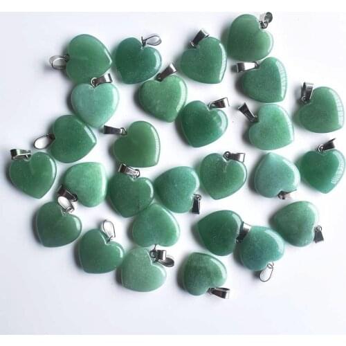 2020 fashion good quality natural green aventurine charms heart pendants for jewelry making 20mm 50pcs/lot Wholesale free
