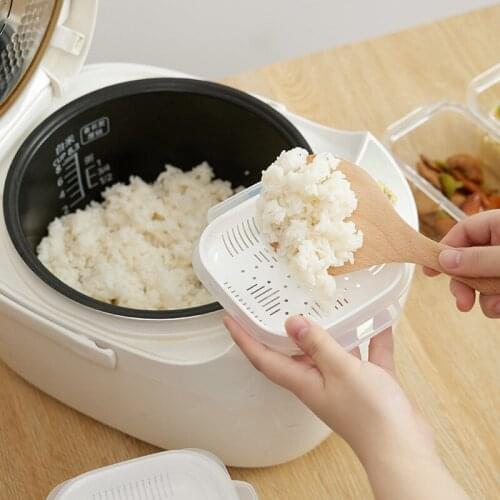 PP Rice Box Sealed Cans Lunch Storage Box Food Canister Drain Basket Home Storage Organizer Kitchen Tool For Microwave Oven