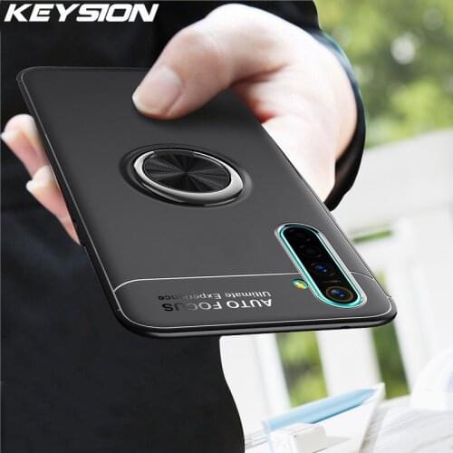 KEYSION Shockproof Case For Realme XT X X2 5 Pro Soft Silicone Magnetic Ring Stand Phone back cover for Realme Q 3 Pro X2 Pro