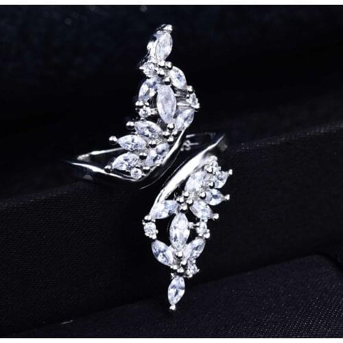QTT Simple Silver Color Adjustable Angel Wings Rings for Women Female Party Fashion Jewelry Angel Ring Anniversary Gift