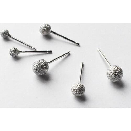 Ruifan White Gold Frosted Beads 925 Sterling Silver Small Earrings for Women Girls Minimalist Korean Earring Fine Jewelry YEA384