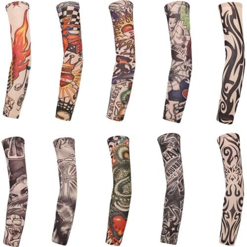 3D Tattoo Printed Outdoor Cycling Sleeves Armwarmer UV Protection MTB Bike Bicycle Sleeves Arm Protection Ridding Arm Sleeves