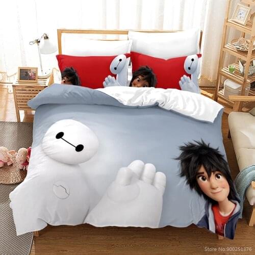 Big Hero 6 Hiro Hamada Baymax 3d Bedding Set Disney Cartoon Printed Duvet Cover Set Quilt Cover & Pillowcase Set Bedclothes Gift