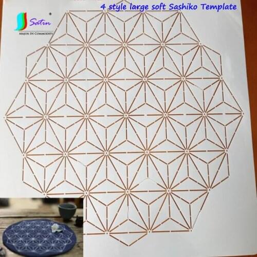 Creative Large Size Matte White Embroidery Template Cherry Blossom Sea Ripple Snow Pattern Style Soft Thin Sashiko Template