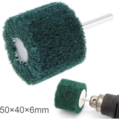 6mm Scouring Pad Grinding Sanding Head Flap Wheel Mounted Polishing Brush Wheel for Stainless Steel/Aluminum Grinding Polishing