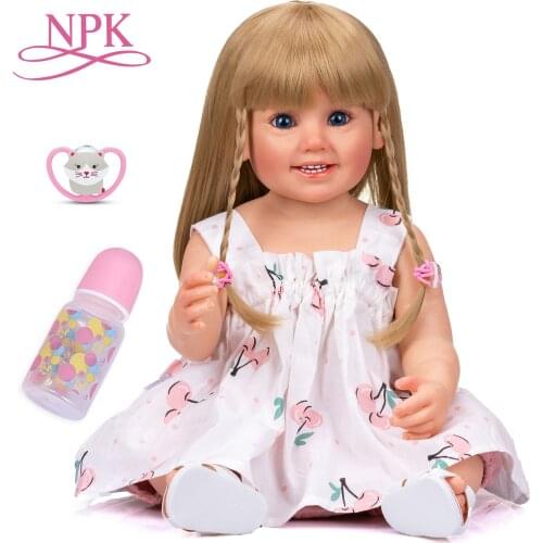NPK 55CM Full Body Silicone Toddler Girl Cammi Face Popular Doll Hand-Detailed Painting Soft Touch Waterproof Toys for Girl