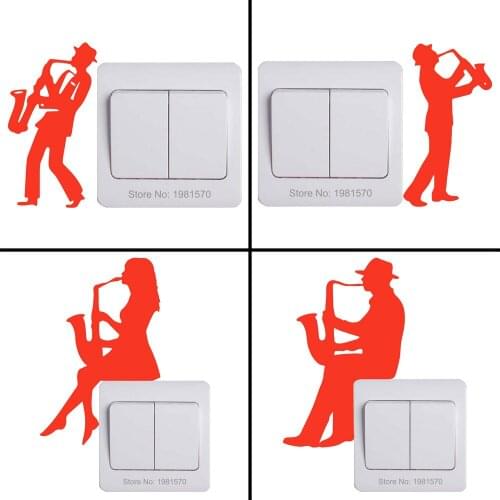 Luminous Music Stickers Wall Switch Decoration Glow Sticker: Guitar/Violin/Piano/Saxophone/Trombone/Trumpet/Clarinet/Drum/Flute