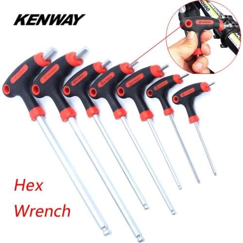 KENWAY 7 Size Universal MTB Road Bike Tool 2.5-10mm Alloy Steel Allen Key Bicycle Repair Tool Kits for Brake Pedal Headset Stem