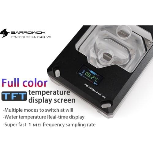 Barrowch FBLTFHA-04N-V2, For RyzenAMD / AM4 / AM3 CPU Water Blocks, Digital Display Temperature computer Block With Controller