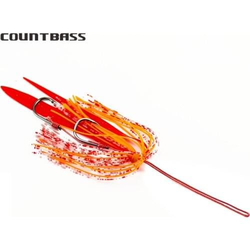 COUNTBASS 10pcs Fishing Silicone Rubber Skirt Assist Hook for Slider Tai Kabura Jig Bottom Madai Squid Snapper Jigging