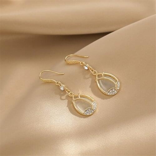 Geometric Hollow-out Crystal Tulip Flowers Drop Earrings for Women Long Tassels Eardrop Fashion Jewelry Accessories Bohemian