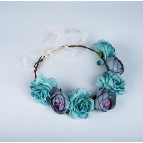 Women Bohemia Bride Rose Flower Wreath Headbands Girls Fashion Crown Hairband Wedding Headband Garland Hair Accessories